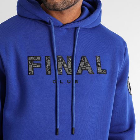 Final Club - Felpa con cappuccio con ricamo Damier 1131 blu reale