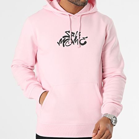 Sale Môme Paris - Felpa con cappuccio con testa di coniglio graffiti rosa