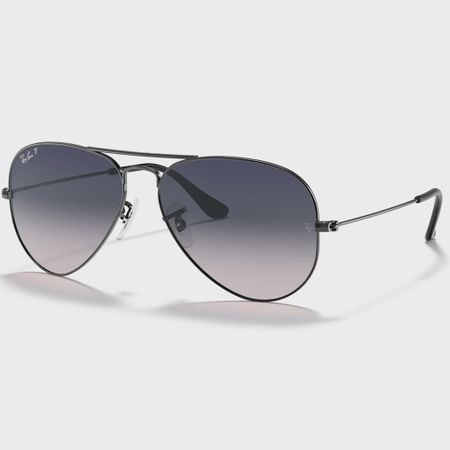 Ray-Ban - Occhiali da sole Aviator grandi in metallo RB3025 Blu sfumato canna di fucile