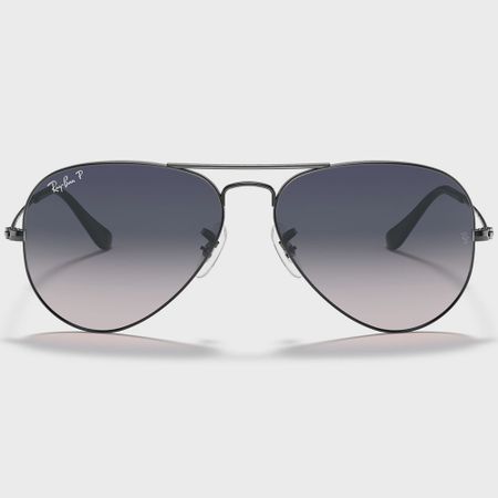 Ray-Ban - Occhiali da sole Aviator grandi in metallo RB3025 Blu sfumato canna di fucile