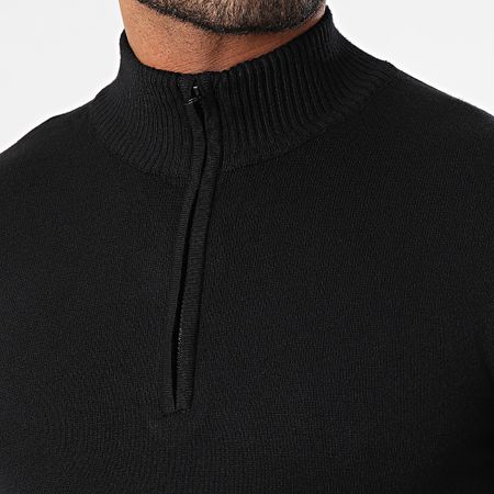 John H - Maglia nera con collo a zip
