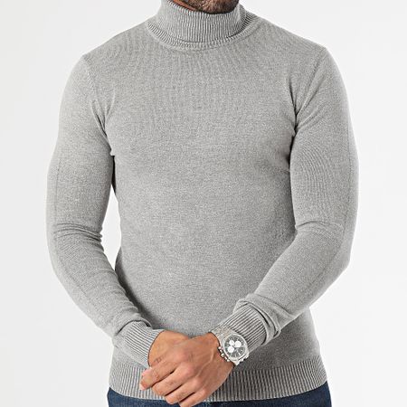 John H - Set di 2 maglioni dolcevita bianchi e grigi