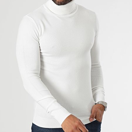 John H - Set di 2 maglioni dolcevita bianchi e grigi