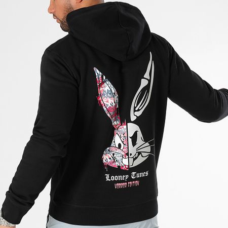Looney Tunes - Felpa con cappuccio Bugs Bunny Graffiti Rosa Nero Riflettente Edizione Horror