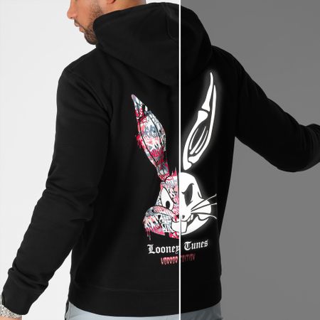 Looney Tunes - Felpa con cappuccio Bugs Bunny Graffiti Rosa Nero Riflettente Edizione Horror