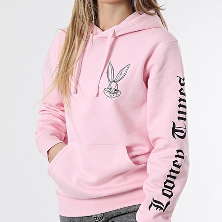 Looney Tunes - Felpa con cappuccio con maniche da donna Angry Bugs Bunny Rosa