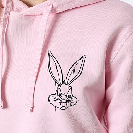 Looney Tunes - Felpa con cappuccio con maniche da donna Angry Bugs Bunny Rosa