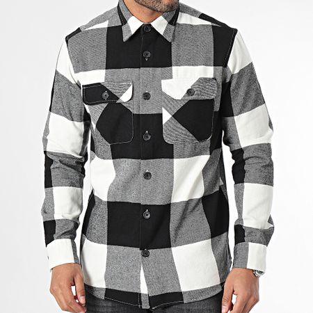 Jack And Jones - Darren Grey Camicia a scacchi a maniche lunghe bianca e nera