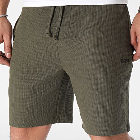 BOSS - Pantaloncini da jogging in waffle 50480828 Khaki green