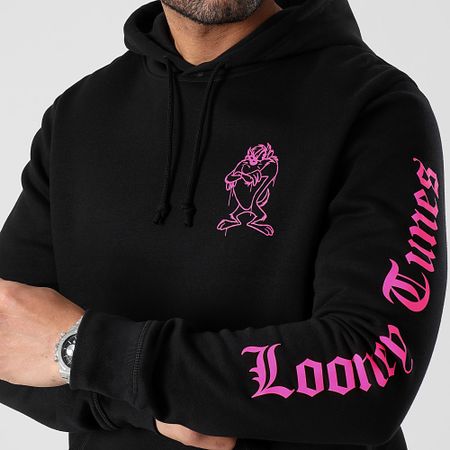 Looney Tunes - Taz arrabbiato Felpa con cappuccio a maniche nere rosa fluo