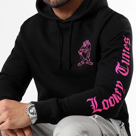Looney Tunes - Taz arrabbiato Felpa con cappuccio a maniche nere rosa fluo