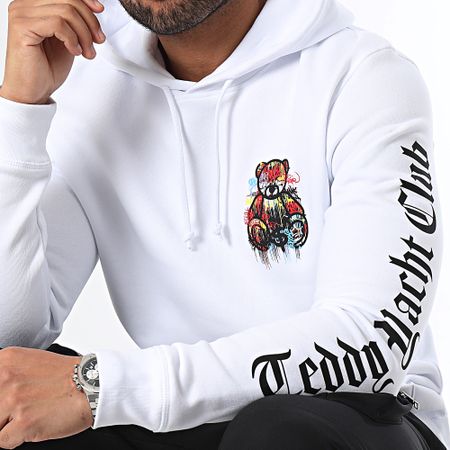 Teddy Yacht Club - Felpa con cappuccio con petto gocciolante, bianco