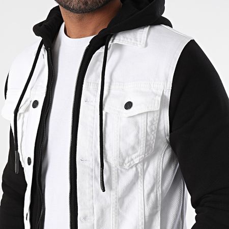 Armita - Giacca di jeans bianca e nera con cappuccio