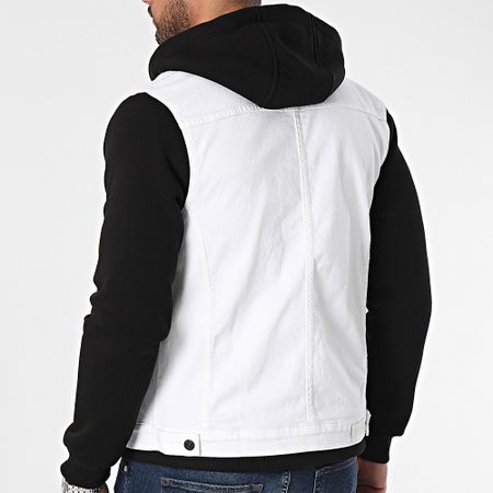 Armita - Giacca di jeans bianca e nera con cappuccio