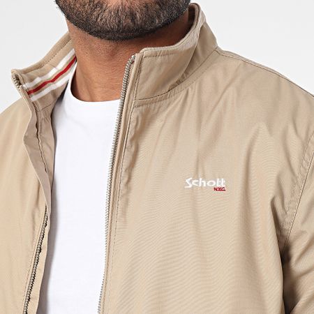 Schott NYC - Giacca Kenton beige con zip dal taglio slim