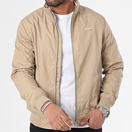 Schott NYC - Giacca Kenton beige con zip dal taglio slim