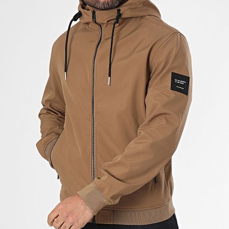 Jack And Jones - Giacca con cappuccio Camel Basic Softshell Zip