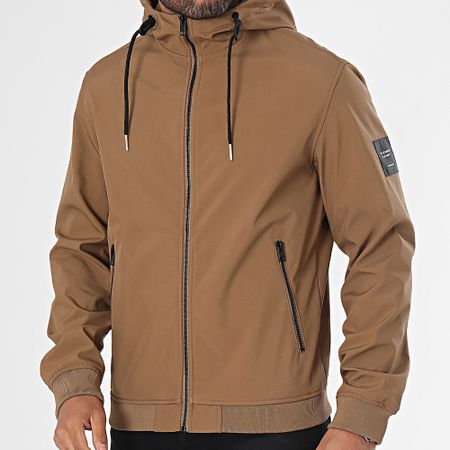 Jack And Jones - Giacca con cappuccio Camel Basic Softshell Zip