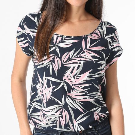 Only - Nova Life Tee Shirt Donna Blu Navy Floreale