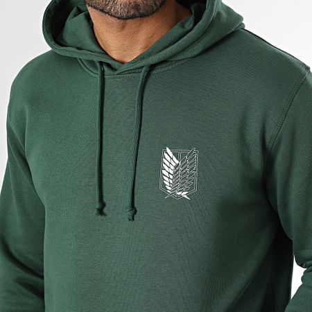 Attaque des Titans - Felpa con cappuccio con logo Survey Corps Verde Bianco