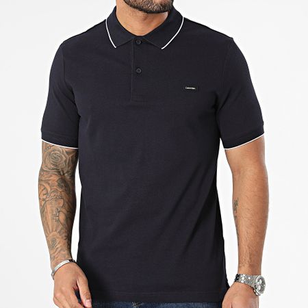 Calvin Klein - Polo manica corta Stretch Piqué Tipping 2751 blu navy