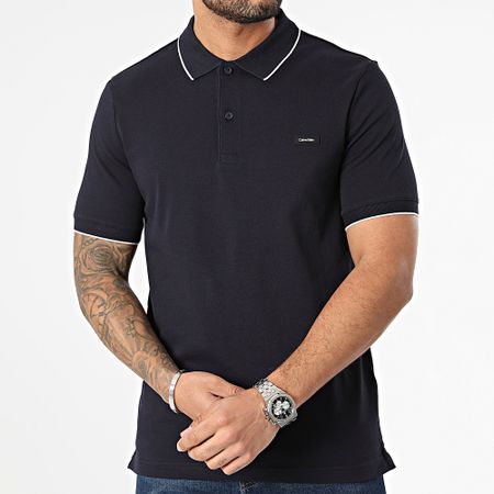 Calvin Klein - Polo manica corta Stretch Piqué Tipping 2751 blu navy