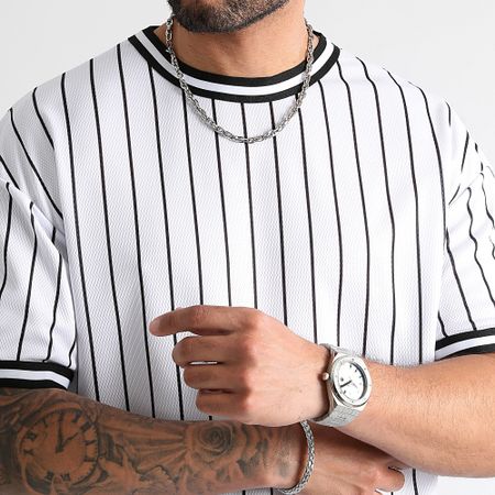 LBO - Maglietta da baseball a righe grandi 0988 Bianco