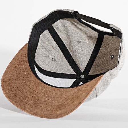 Reell Jeans - Cappello Snapback in pelle scamosciata Camel Heather Grey