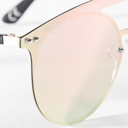 Frilivin - Occhiali da sole in oro rosa nero a specchio