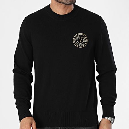 Versace Jeans Couture - Vemblem Maglione con ricamo 76GAFM00-CM06H Nero Oro