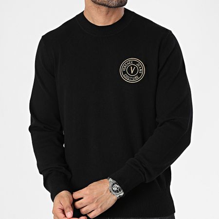 Versace Jeans Couture - Vemblem Maglione con ricamo 76GAFM00-CM06H Nero Oro
