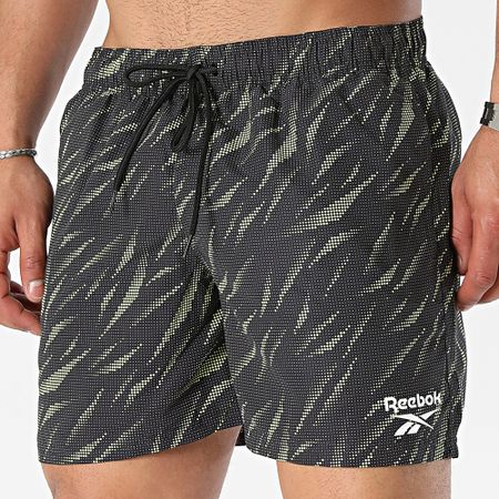 Reebok - L5-71069 Pantaloncini da bagno nero giallo