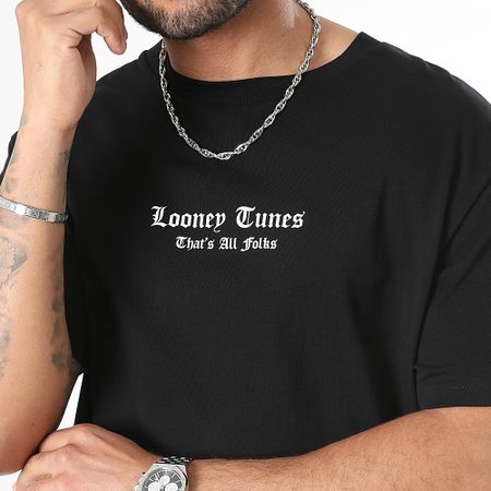 Looney Tunes - Tee Shirt Oversize Large Bugs Bunny Blue Flowers Black