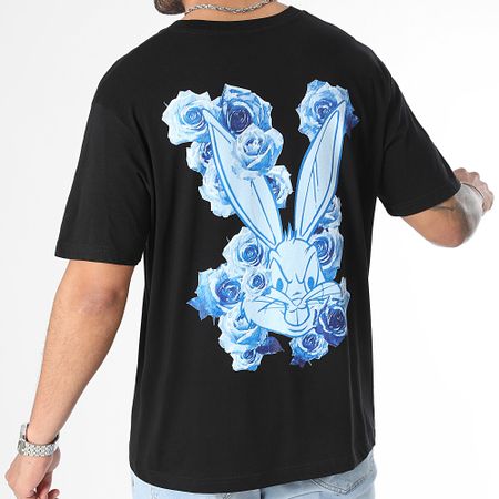Looney Tunes - Tee Shirt Oversize Large Bugs Bunny Blue Flowers Black
