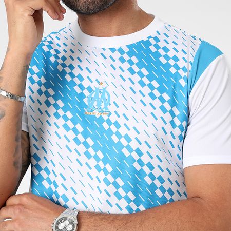 OM - M23090C Maglia da calcio bianca azzurra