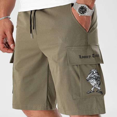 Looney Tunes - Taz Graffiti Army Cargo Shorts Khaki Verde
