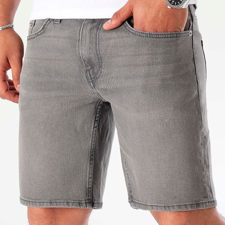 Only And Sons - Pantaloncini jeans a trama stretta grigio antracite