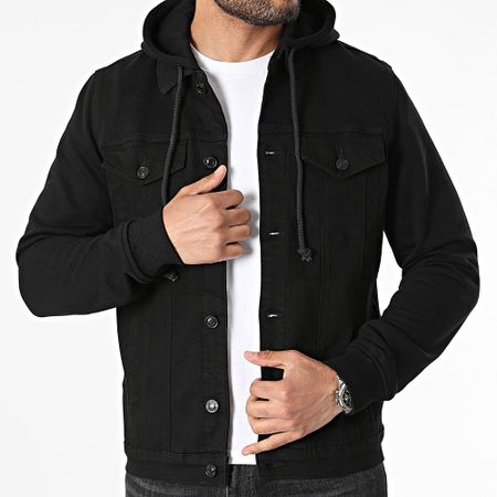 Classic Series - Giacca di jeans nera con cappuccio