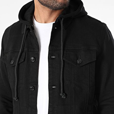 Classic Series - Giacca di jeans nera con cappuccio