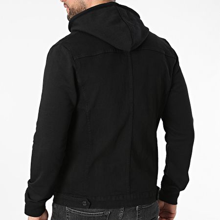 Classic Series - Giacca di jeans nera con cappuccio