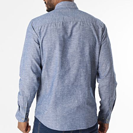 Jack And Jones - Camicia estiva in lino a maniche lunghe blu navy Heather