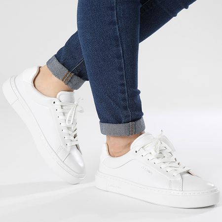 Calvin Klein - Cupsole Lace Up Sneakers Donna HW0HW02119 Triplo Bianco