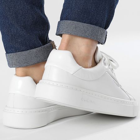 Calvin Klein - Cupsole Lace Up Sneakers Donna HW0HW02119 Triplo Bianco
