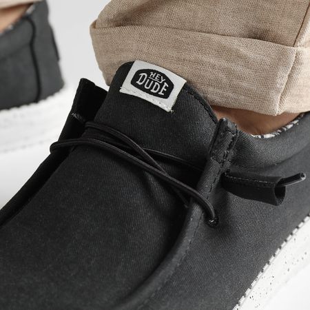 Hey Dude - Mocassini Wally in tela elasticizzata in bianco e nero