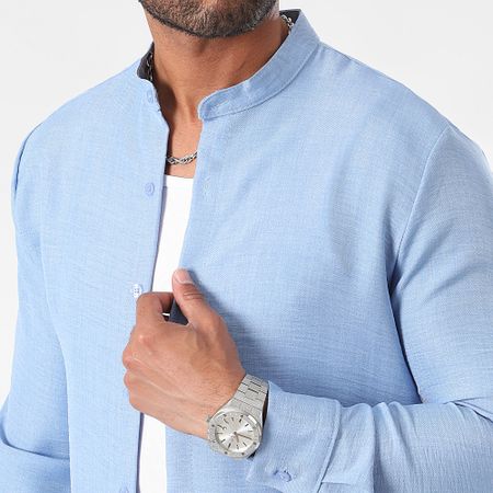 LBO - Set camicia a maniche lunghe e pantaloni effetto lino 1353 Azzurro