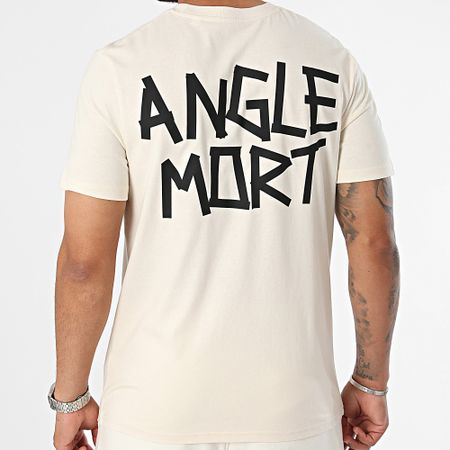 Angle Mort - Set di maglietta e pantaloncini da jogging beige e nero con angolo di morte