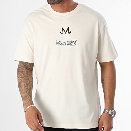 Dragon Ball Z - Maglietta oversize con doppio logo Majin beige e nero
