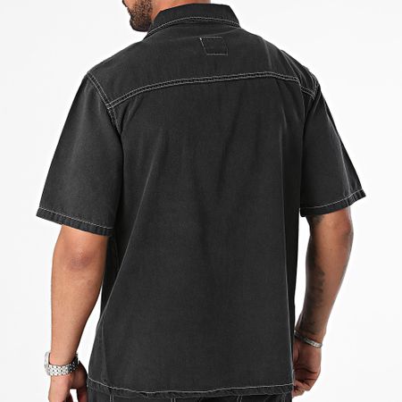 Ikao - Set camicia nera a maniche corte e pantaloncini jeans