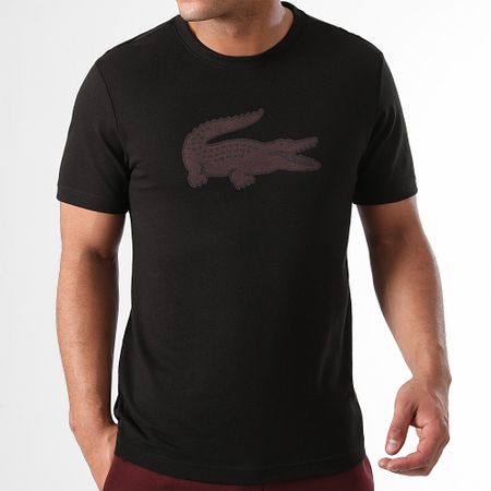 Lacoste - Maglietta Grande Logo Coccodrillo Nero Bordeaux