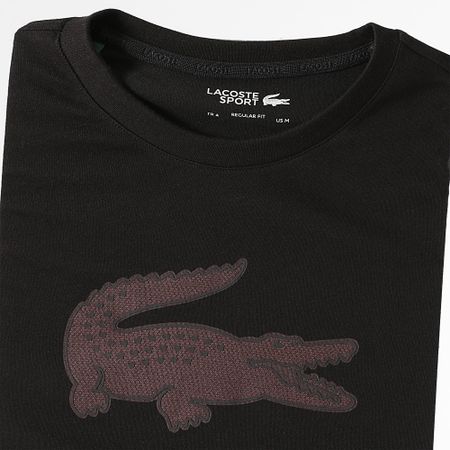 Lacoste - Maglietta Grande Logo Coccodrillo Nero Bordeaux